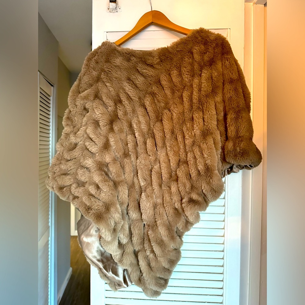 Faux fur poncho